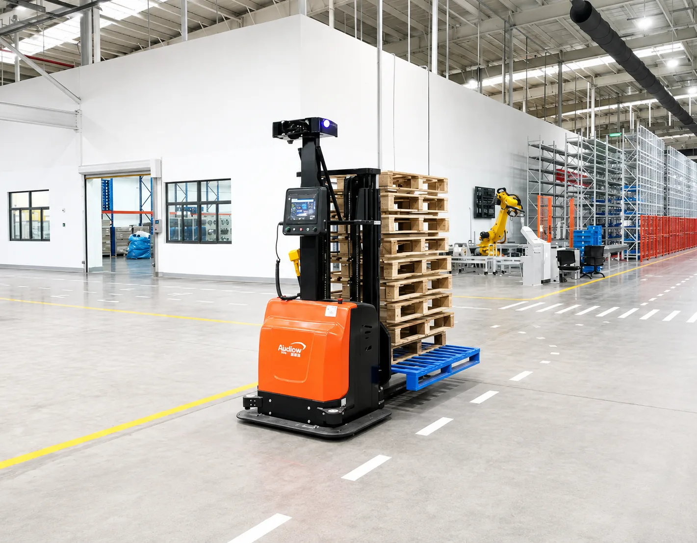 Automated warehouse logistics at the Zettanet factory