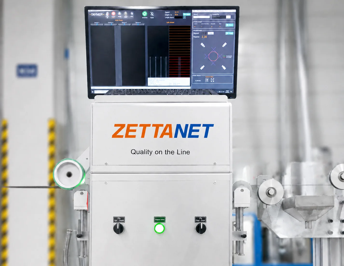 Online diameter optical detector with Zettanet branding