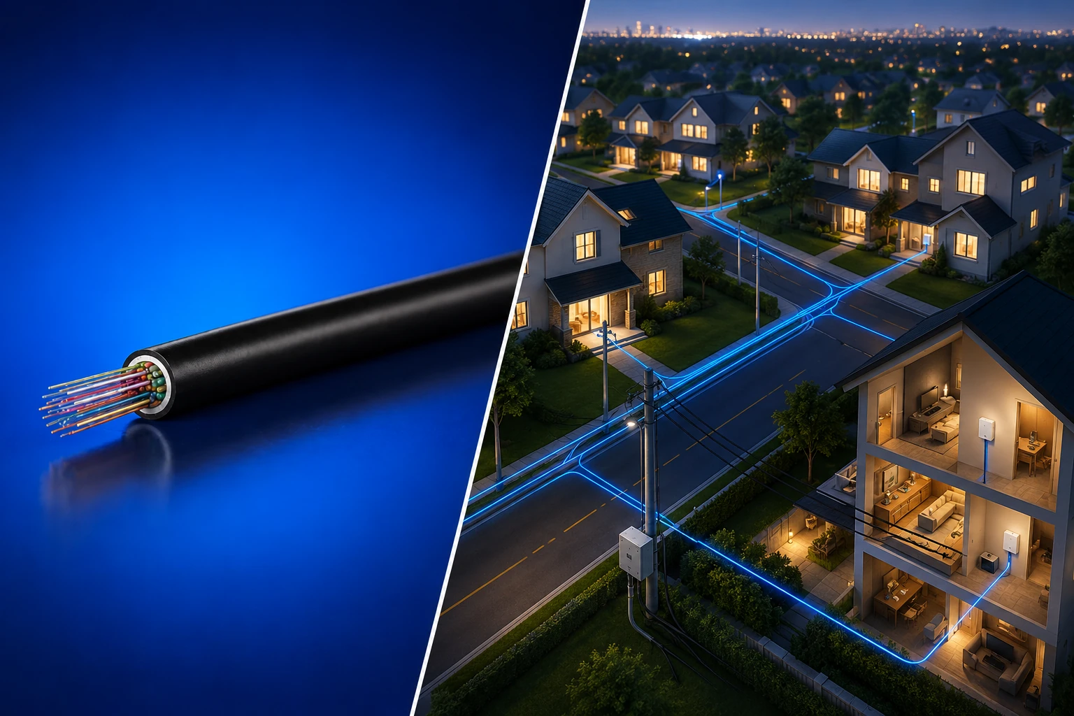 Access network optical cable and residential connectivity