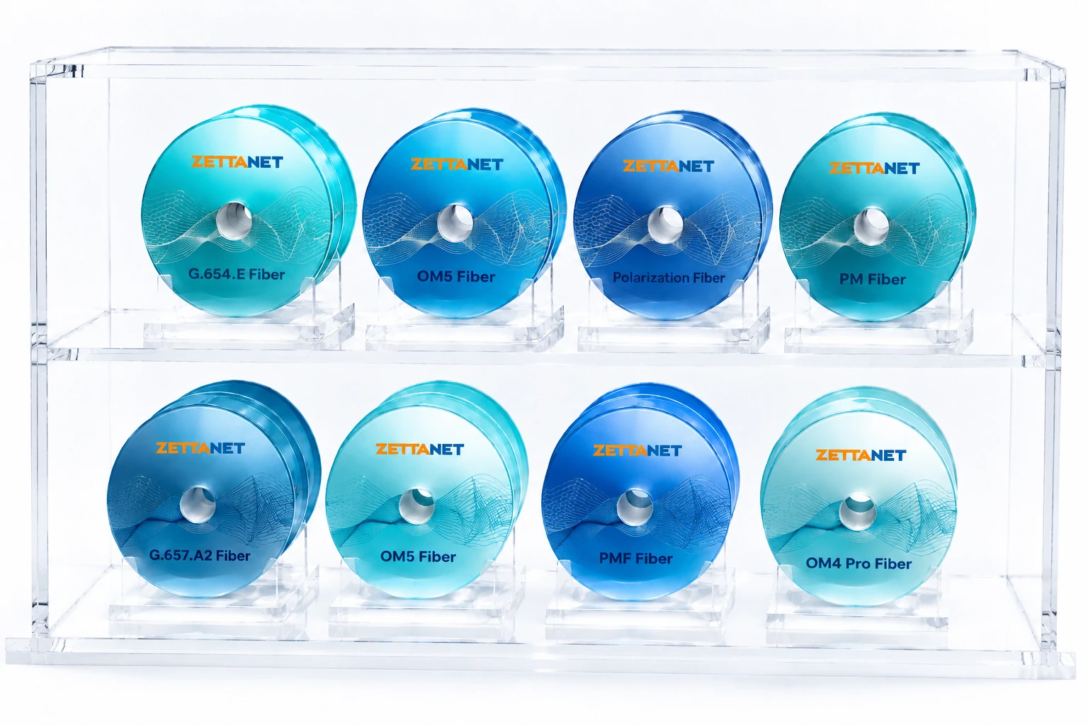 Cyan Zettanet optical fiber spool display