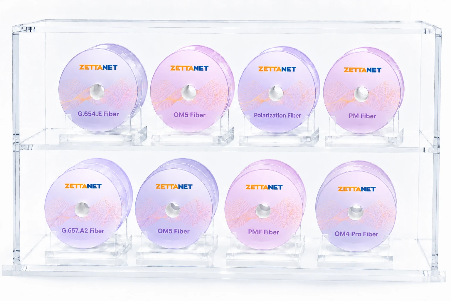 Light purple Zettanet optical fiber spool display